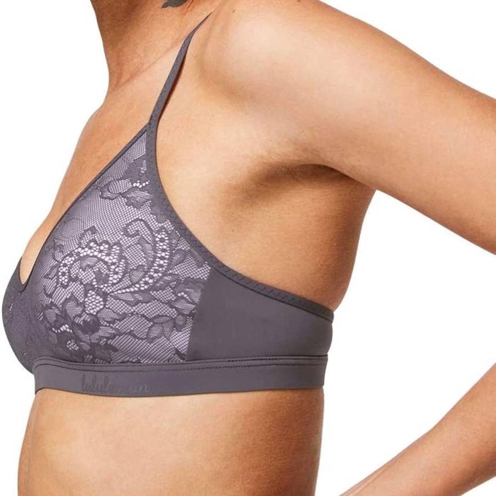 Lululemon Live In Lace Bralette M Gray NWT